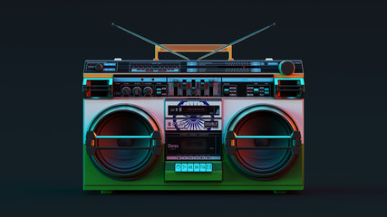 Boombox With Indian Flag Moody 80s lighting 3d illustration