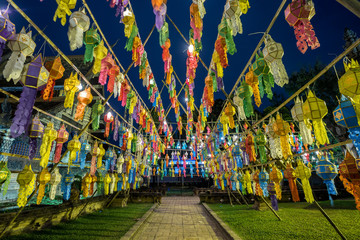 The light of the Beautiful lanterns at Festival Krathong at Wat Lok Moli is a Buddhist temple (Thai language:Wat) in Chiang Mai, northern Thailand.