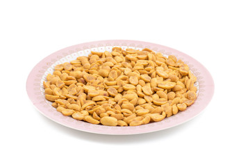 Indian Traditional Snack Food Masala Peanuts Also Know as Masala Sing Masala Shing or Spicy Peanuts Coated with Spices isolated on white background