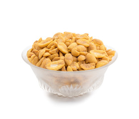 Indian Traditional Snack Food Masala Peanuts Also Know as Masala Sing Masala Shing or Spicy Peanuts Coated with Spices isolated on white background