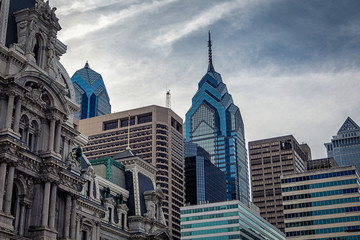 Top view of Philadelphia modern skyscrapers and historical building of City Hall - 203631713