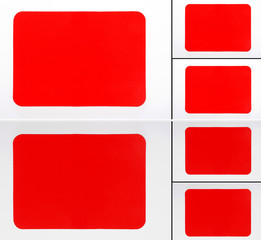 Big and small blank discount coupons isolated in red