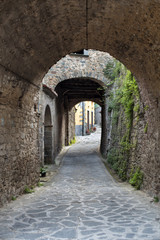 Laneway under stone arches