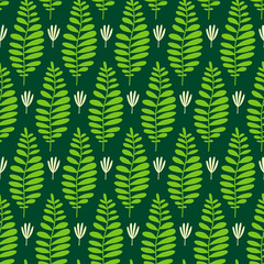 Vector seamless pattern with fern leaves