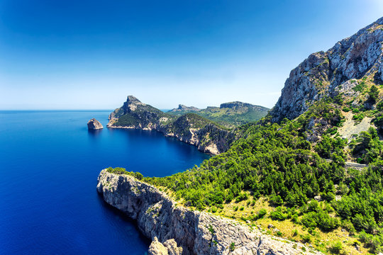 View of beautiful Formentor peninsula in the north of Mallorca island, Spain