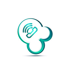 Old fashioned phone button, call center support icon