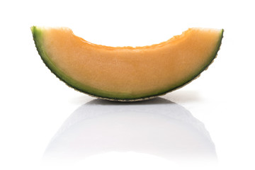 cantaloupe melon slices  on white background