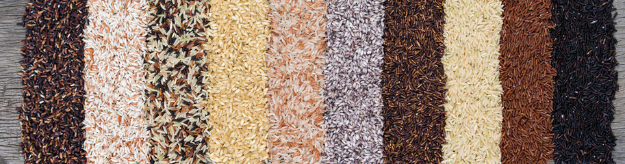 Organic rice, Mixed rice and Rice texture for background