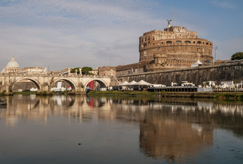 Beautiful view of Castel Sant'Angelo, the Vatican and the Tiber River, Rome, Italy