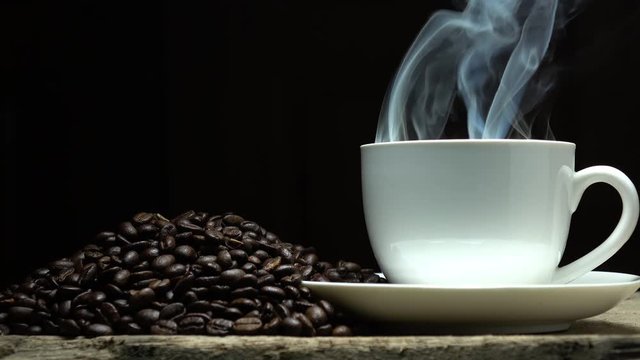 Coffee bean with smoke