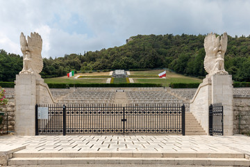 Polish War Cemetery at Monte Cassino - a necropolis of Polish soldiers who died in the battle of Monte Cassino from 11 to 19 May 1944. Italy - obrazy, fototapety, plakaty