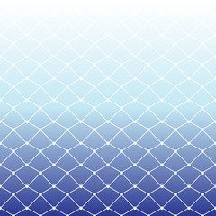 Seamless fishing net pattern on white and blue gradient background for summer, vector illustration