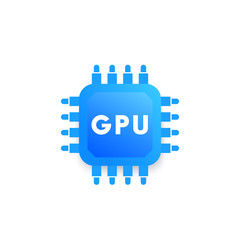 GPU, graphic chipset vector icon, blue on white
