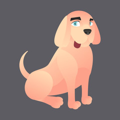 Raster picture of a pink dog with blue eyes on a gray background