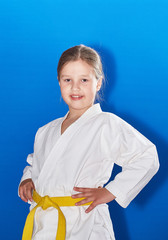 Beautiful sportswoman on a blue background