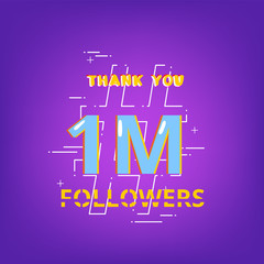 1M Followers thank you banner. Vector illustration.