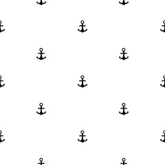Seamless pattern with the black anchor on the white background.