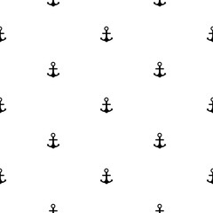 Seamless pattern with the black anchor on the white background.