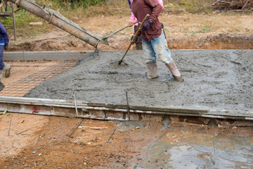 Spreading concrete for road concrete   repair