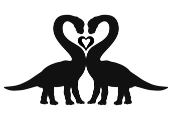 Great love dinosaurs and a heart between them