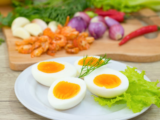 Boiled egg  with .ingredient of Thai chilli sauce