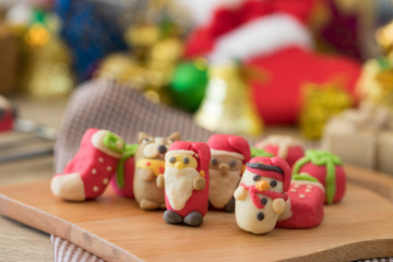 Christmas cookies  Utilities Shapes on the Flour Background with Free Space for your Christmas Text, Top View, Christmas Wallpaper