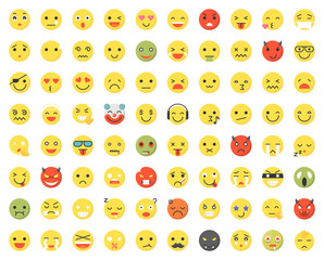 Set of various emoji with different faces and expressions