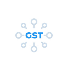GST, goods and service tax icon on white
