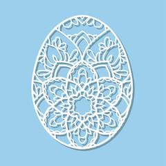 Laser cutting flower pattern for decorative easter egg. Lace vector template ready for printing, postcards, packets, wedding invitation, engraving, paper, wood, metal.