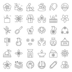 Wellness Spa and sauna elements, thin line design icon