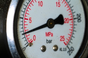 Oil gauge with pressure, manometer closeup