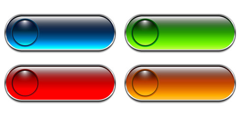 Buttons set shiny gel, vivid colors design, vector badges.