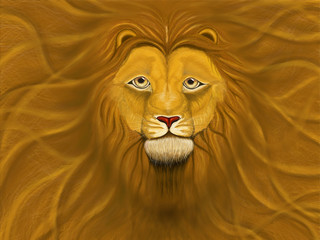 Good lion with a lush mane filling the whole background