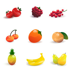 Fruit and berries set vector illustration