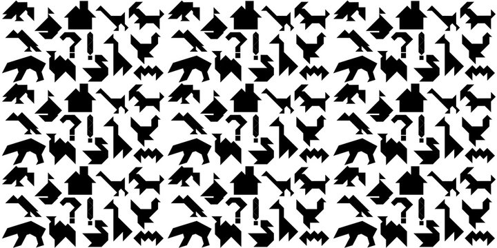 Background with black silhouettes for puzzle tangrams
