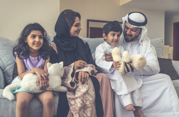 Fototapeta premium Arabic happy family lifestyle moments at home