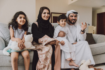 Obraz premium Arabic happy family lifestyle moments at home