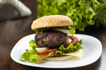 homemade burger with cheese