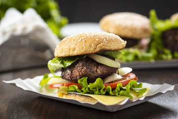 homemade burger with cheese
