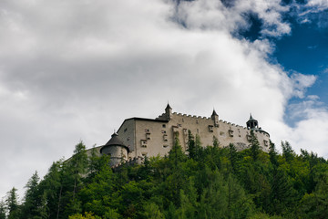 Fototapeta na wymiar Festung Hohenwerfen. royal castle on a high mountain. Werfen. Burg Hohenwerfen 