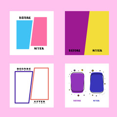 Set of Before and After screens. Vector illustration.
