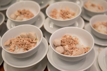 Noodle ingredient in bowl prepared to cooking