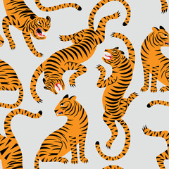 Fototapeta na wymiar Seamless pattern with tigers