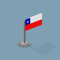 Chile Isometric Flag with Flat Web Colors