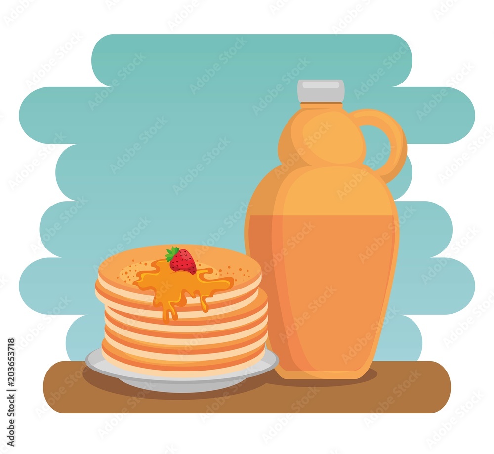 Sticker maple syrup canadian product vector illustration design