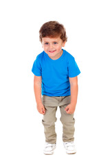 Active small child with blue t-shirt