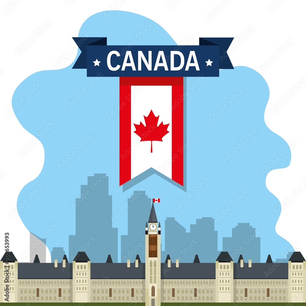 Poster ottawa canada cityscape scene vector illustration design