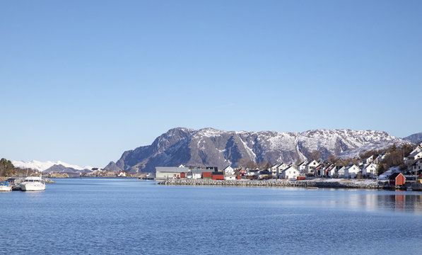 Brønnøysund harbor in winter Northern Norway