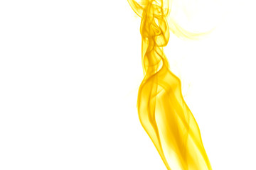 Yellow smoke on white background