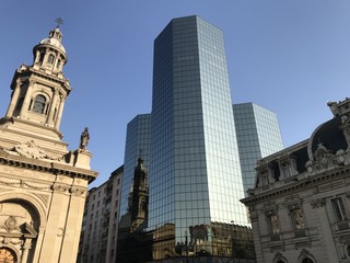 Glass buildings and architecture in Santiago, Chile